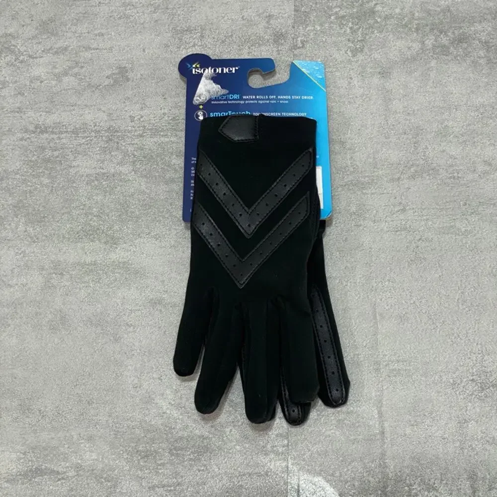 ISOTONER Signature Black SmartDRI Chevron Stretch Gloves SZ S/M